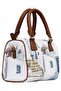 Women's Vegan Leather White Handbag - Paper Flower Design - 3