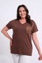Women's V-Neck Viscose Blouse with Stone Detail on the Front and Back - 2