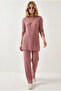 Women's Dusty Rose Knitted Top and Bottom Set Tkm-19000497 - 4