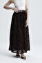 Women's Black Lined Flocked Printed Tulle Skirt - 3