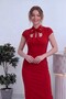 Women's Halter Neck Square Neck Midi Evening Dress Graduation Dress Baby Blue, Red, Black - 4