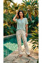 24843 Women's 100% Cotton Pajamas Set Floral Pattern Plus Size Comfortable Mom's Pajamas Summer Short-Sleeved - 3