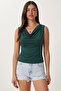 Degaje Yaka Sandy Knitted Blouse Lrn0033 Emerald Green - 3