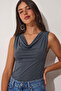 Degaje Yaka Sandy Knitted Blouse Lrn0033 Anthracite - 2