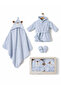 Hooded Embroidered Baby Bathrobe Set of 3 (Bathrobe + Towel + Slippers)