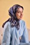 وشاح حريري من التويل بنمط رويال باللون الأزرق الداكن 90x90 - 5