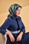 وشاح حريري من التويل بنمط رويال باللون الأخضر 90x90 - 2