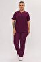 Nova Zarf Collar Plum Lycra-Free Thin Fabric Nurse Doctor Uniform Set
