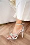 Guide Stone Knot Detailed Women's Silver Heeled Shoes