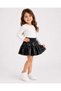 Girls' Black Shiny Leather Look Elastic Ruffle Skirt (2/3/4/5/6/7 Years Old) - 3