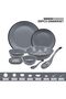 30 Pcs Melamine Dinner Set Grey – Includes 4 Dinner Plates, 4 Side Plates, 4 Soup Bowls, 4 Bowls, 2 Serving Bowls, 6 Sauce Dishes, 2 Serving Spoons & 4 Soup Spoons – Classic Collection. - 2