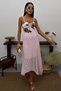 Women's Lace Skirt Lined Midi Length High Waist Textured Summer Long Skirt - 3