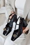 Higher Heel Toe Buckle Open Back Cross Strap High Thick Block Heeled Women's Shoes