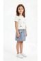 Floral Detailed Girls' T-Shirt-Denim Skirt Set - 2