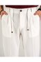 Slim Fit Bel Detailed Trousers White T20039-07 - 2
