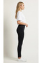 Women's Black High Waist Seamless Ribbed Waist Tightening Flexible Long Sports Leggings - 3
