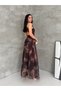 Women's Patterned Inner Lined Chiffon Maxi Skirt High Waist Long Skirt - 6