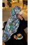 شال قطني بنمط الحديقة - أزرق فاتح - 6