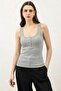 Gray Button Detailed Women's Tank Top - 2