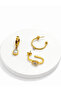 Women's Gold Color Zircon Stone 3-Piece Combination Earring Set 2.5cm Modern Stylish Earrings