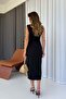 Gold Button Buckle Pencil Dress - Black - 4