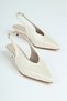 Women's Crinkled Patent Leather Open-Back Short Heeled Shoes - 8