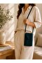 Hand Knitted Mobile Phone Bag Petrol Green Handmade Phone Bag with Strap Minimal Design - 3