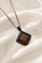 Square Stone Tiger's Eye Medallion Necklace - 3