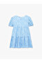 Balloon Sleeve Crew Neck Layered Detailed Floral Dress - 2