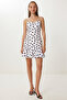 Polka Dot Strappy Mini Woven Dress Lzv0079 White