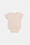 Natural Modal Cotton Newborn Baby Short Sleeve Snap Fastener Bodysuit Safari Ecru - 3