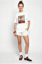 Women's White Poodle Printed 100% Cotton Crew Neck Oversize Basic T-Shirt Öt261064 60286255 - 4