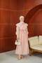 Waist Drawstring Guipure Design Dress Powder