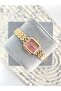 Boley Square Stone Frame Pink Dial Gold Women's Wristwatch - 2