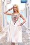 Cream Color Ivy Embroidered Linen Dress - 2