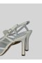 Sorın Women's Transparent Tulle Geometric Floral Buckle Pointed Toe Open Front Leather Detailed Thin High Heeled Shoes 10 cm - 4