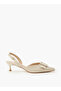 Women Buckle Detail Kitten Heel Pointed Toe Shoes - 3