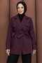 Short Windbreaker Belted Trench Coat Plum - 6