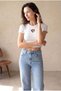 Women's Regular Fit Crew Neck Cotton / Elastane Short Sleeve White T-Shirt with Cut-Out Detail Sole - 2