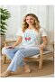 Women's Pajama Set Red Ribbon Cat Blue - 6