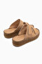 Aditi Genuine Leather Beige Double-Strapped Women's Slippers - 5