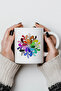 330ml Printed White Ceramic Mug Cup with Colorful Mandala Flower Pattern - 5