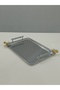 Figured, Metal-Handled, Stainless Steel Rectangular Tray Luxury Presentation Tray