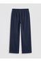 Navy Blue Elastic Waist Carrot Fit Women's Jean Trousers - 2