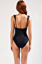 Women's Swimsuit Square Neck Sleeveless Regular Fit Without Underwire Drop Cap Cast-On Accessory Detailed Knitted Fabric - 5