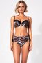Women's Bikini Set Leopard Pattern Color Block Balconette Covered Underwire Fixed Cup Sleeveless High Waist - 4