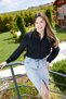Black Patch Textured Women's Shirt Classic Cut Long Sleeve Casual Shirt -