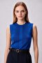 Women's Ribbed Knit Sleeveless Knitwear Tank Top Blouse Blue - 2