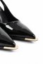 Flop Black Patent Leather Women's Heeled Shoes with Gold Buckle Detail on the Front - 2