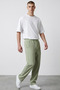 Men's Mint Green Oversize Ottoman Fabric Trousers - 5